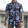 Greater Half Button Up Uzi Aloha Silky Shirt
